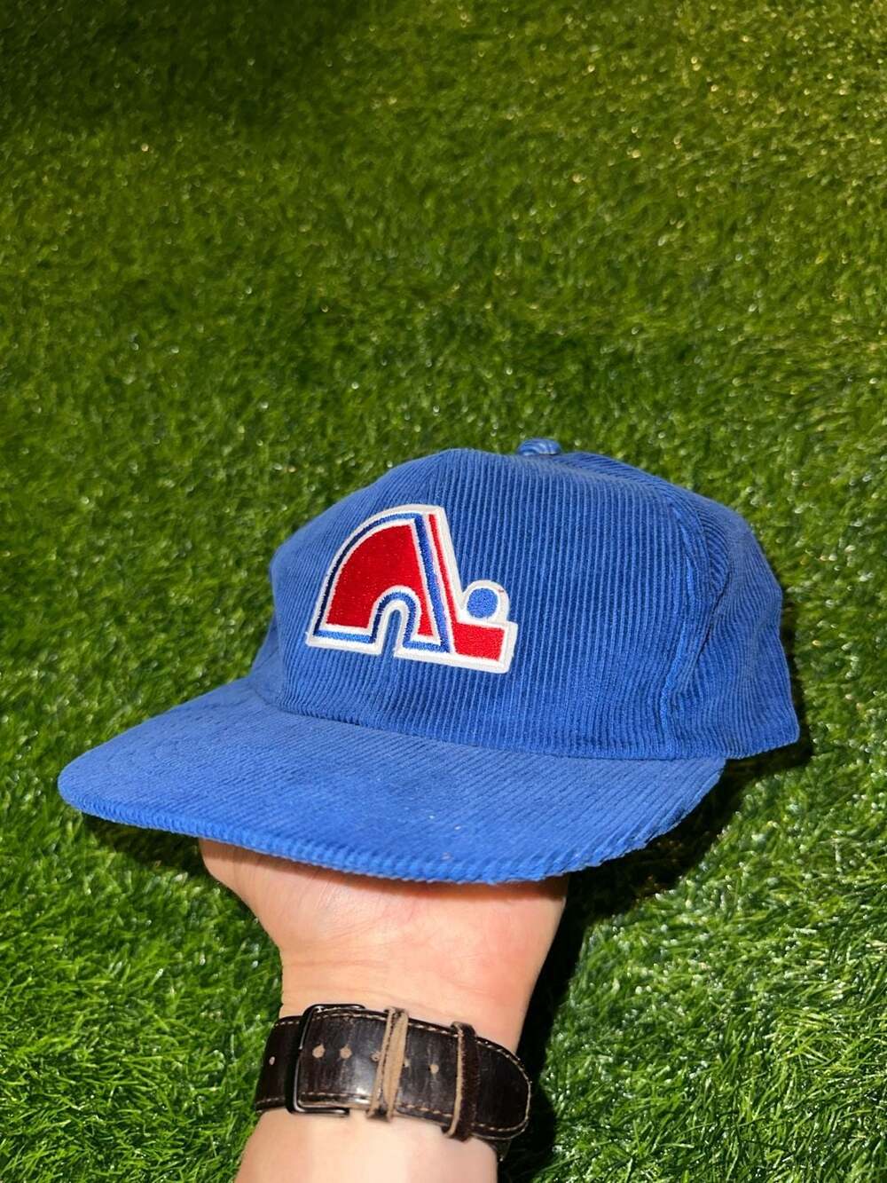 NHL Quebec Nordiques Snapback Cap Hat Blue Corduroy
